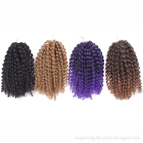 3pcs/pack 8 Inches Marley Mali Bob  Braids Hair Braid Kinky Curly Twist Crochet Hair Extension Curly Soft Synthetic Manufacturer